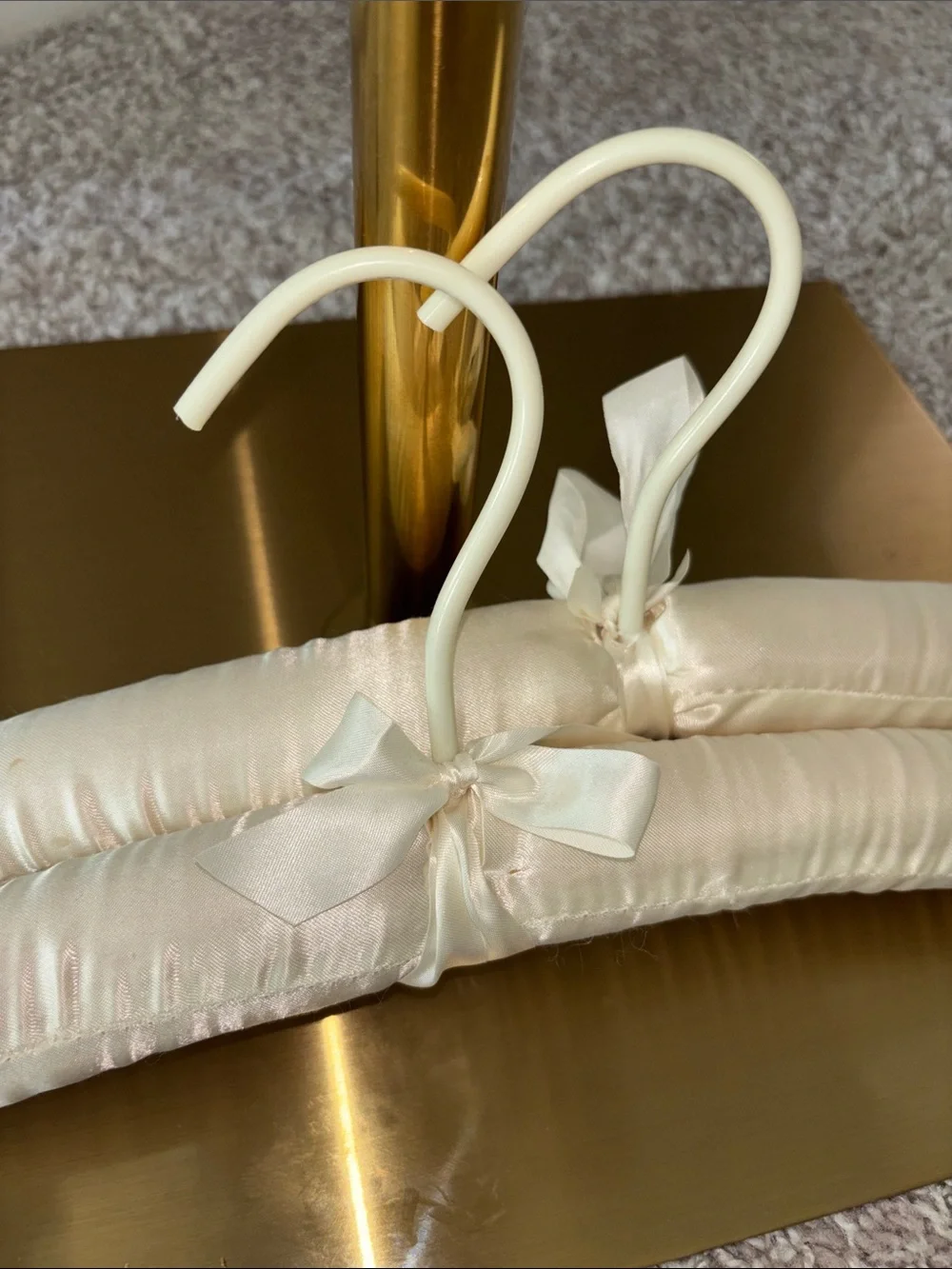 Ivory Padded Satin Clothes Hangers - Set of 2